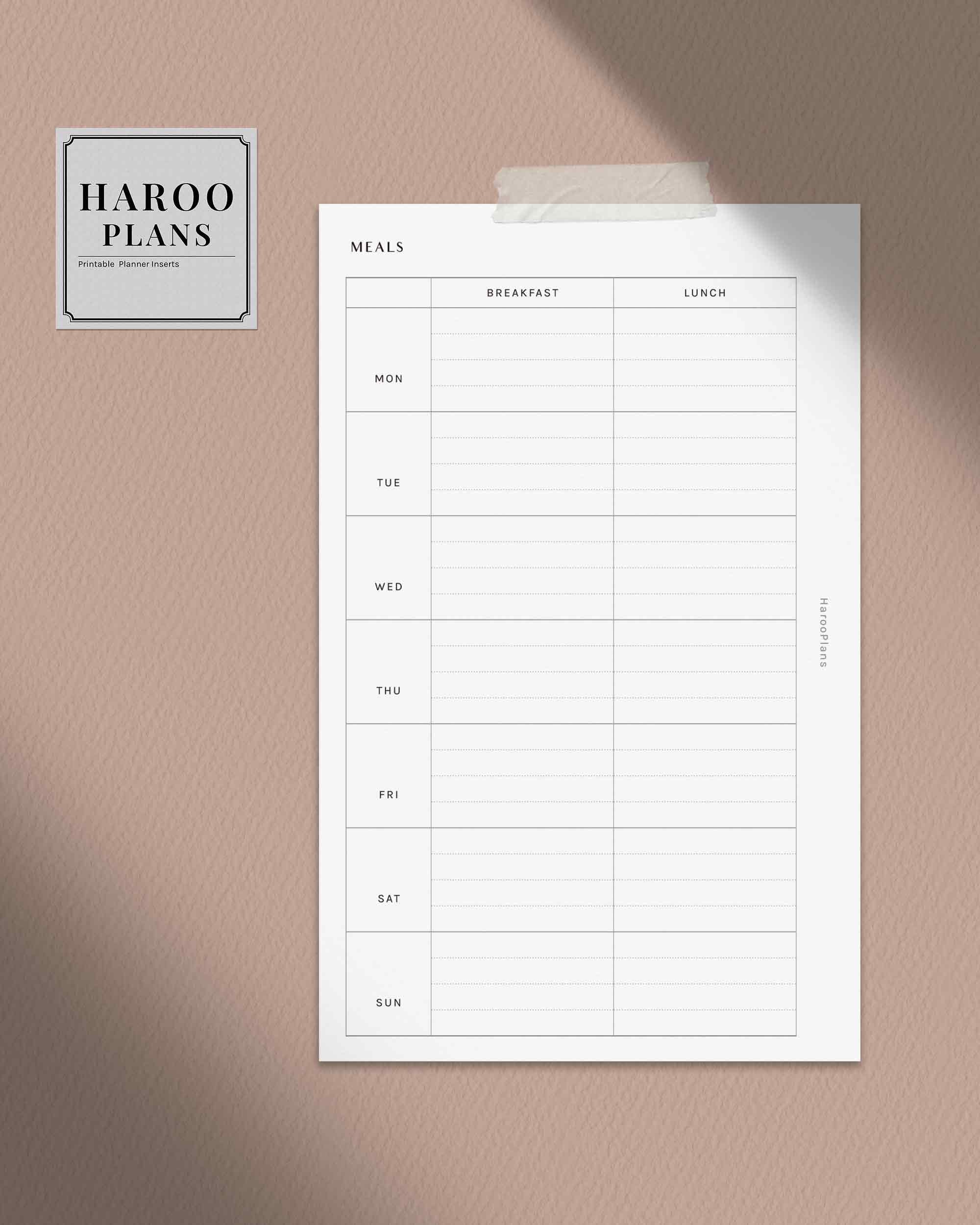 Weekly Meal Tracker | FC Compact Printable Planner Inserts | Diet Food ...