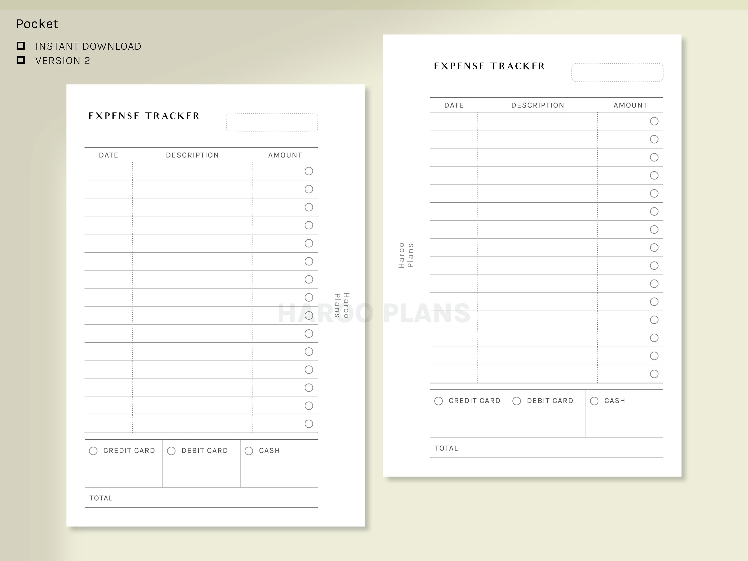 Expense Tracker | Pocket Ring Printable Planner Inserts | Spending Log ...