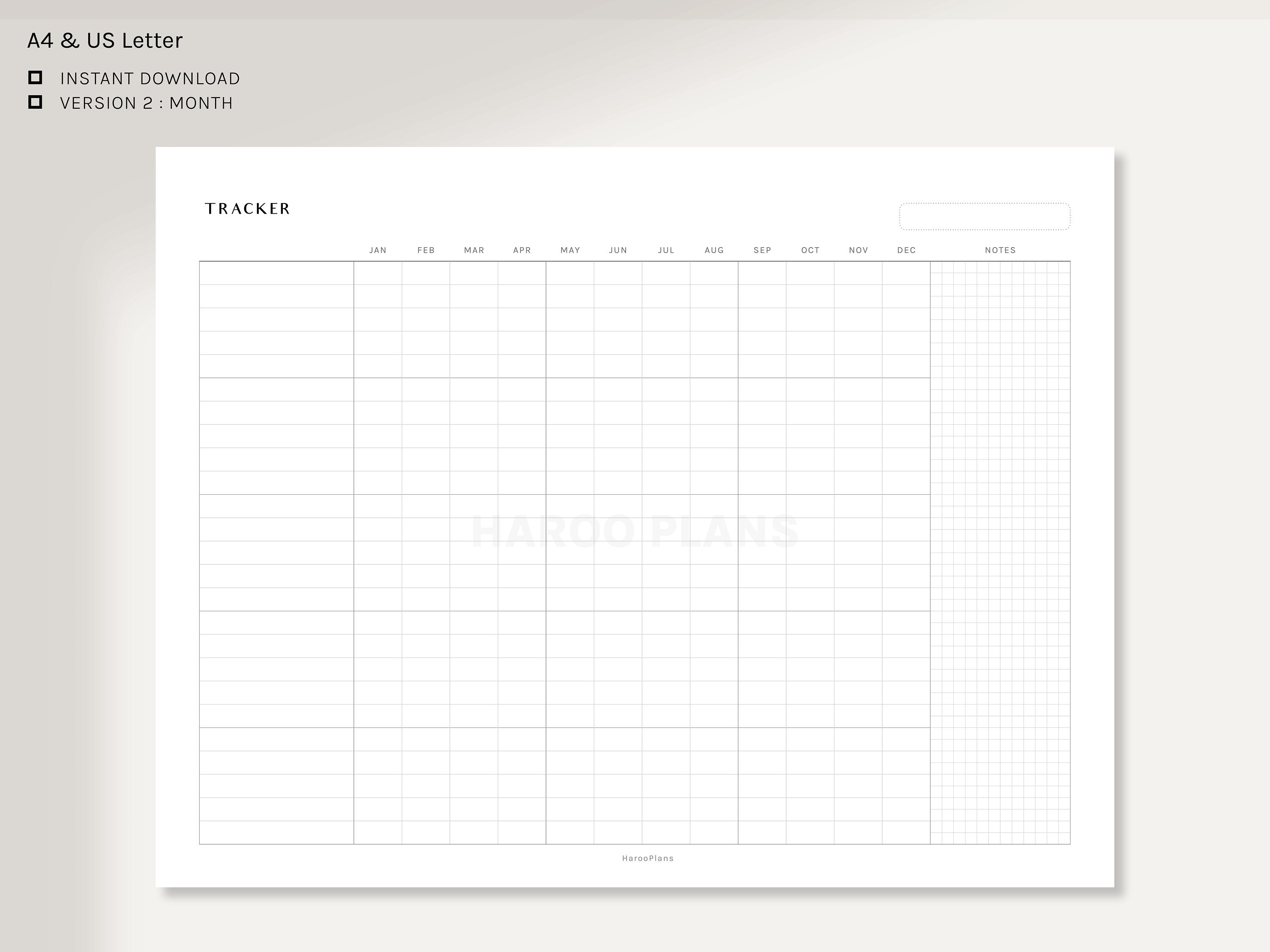 Buy Monthly Tracker | A4, US Letter Printable Planner Inserts | Habit ...