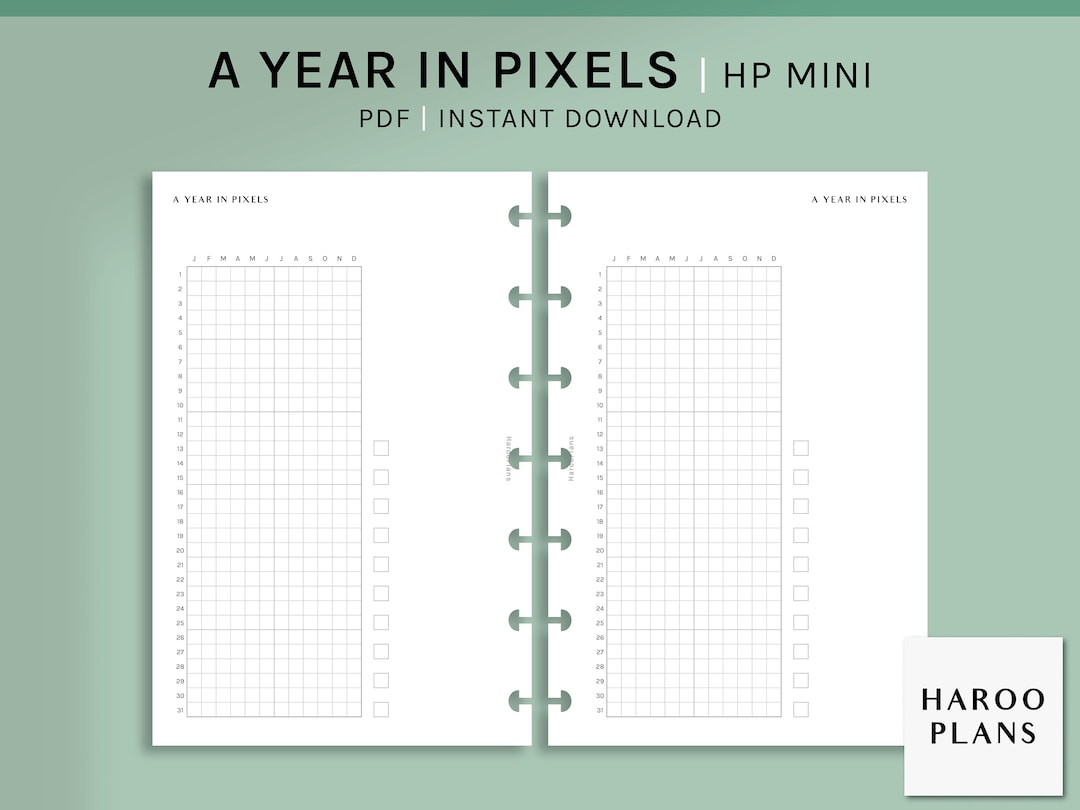 A Year in Pixels | HP Mini Printable Happy Planner Inserts | Yearly ...