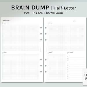 Brain Dump Journal | Half-Letter Printable Planner Inserts | Morning and Night Routine Planner Template PDF | Digital Download