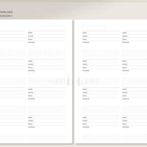 Contact List Sheet A5 Printable Planner Inserts Simple Phone Number Email List Template PDF Address Book Worksheet Digital Download image 2