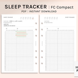 Sleep Tracker Blad | FC Compact Printable Planner Inzetstukken | Slaaptijd Log Template | Health Journal Werkblad PDF | Digitale download