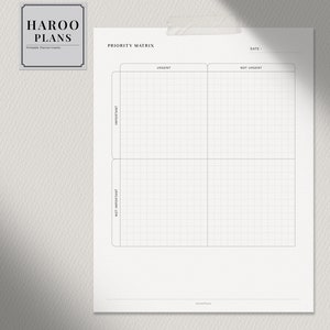 Priority Matrix | A4, US Letter Printable Planner Inserts | Urgent ...