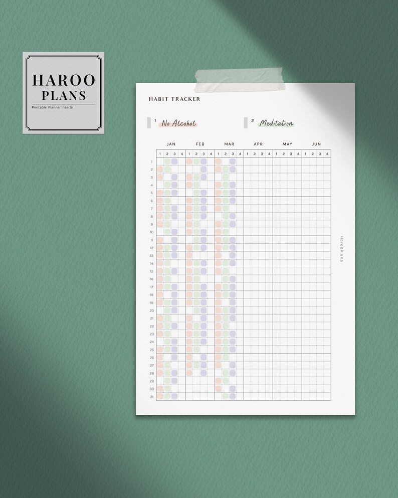 Yearly Habit Tracker | HP Mini Printable Happy Planner Inserts ...