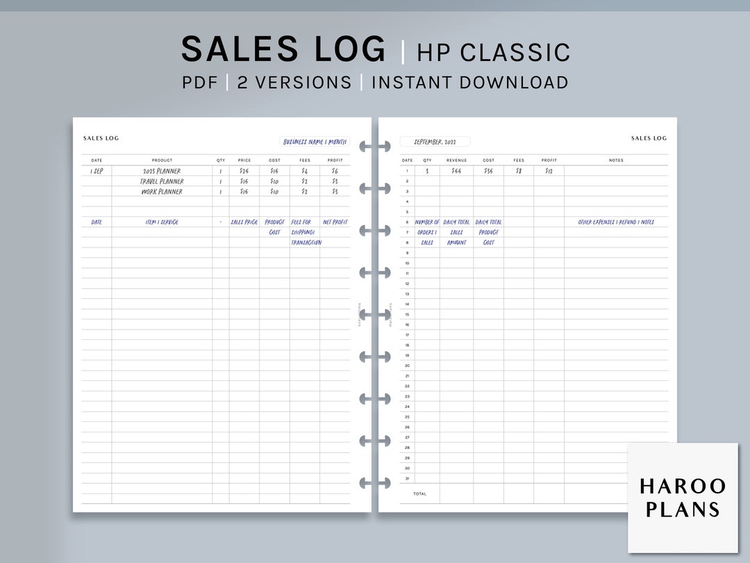 Happy Planner Printable Sales Log
