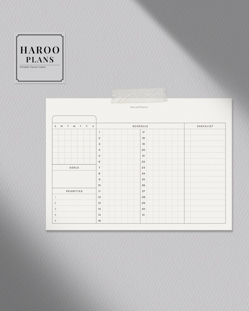 Monthly Planner A6 Printable Inserts Undated Monthly | Etsy