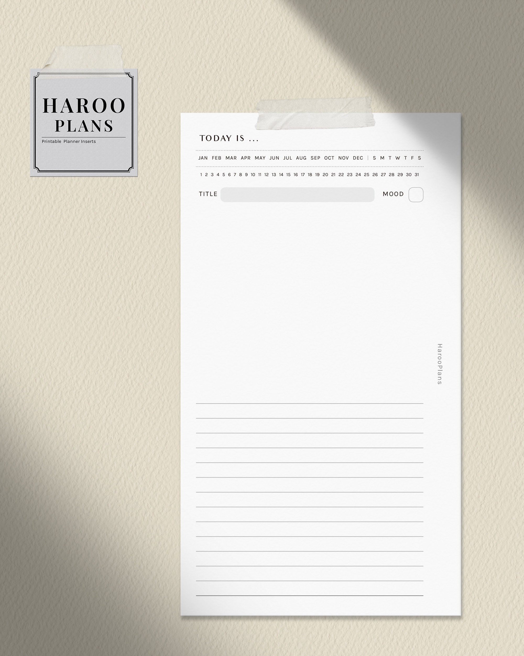 Diary Note Format Daily Diary | Personal | Printable Planner Inserts | Blank Notepad ...