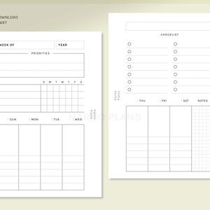 Week at a Glance | Pocket Ring Printable Inserts | Weekly Planner ...