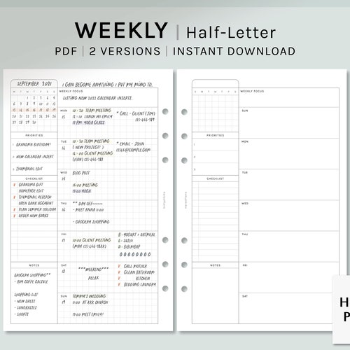 Monthly Planner Half-letter Printable Inserts Monthly - Etsy