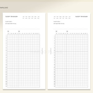 Sleep Tracker Sheet | Personal Size Printable Planner Inserts ...