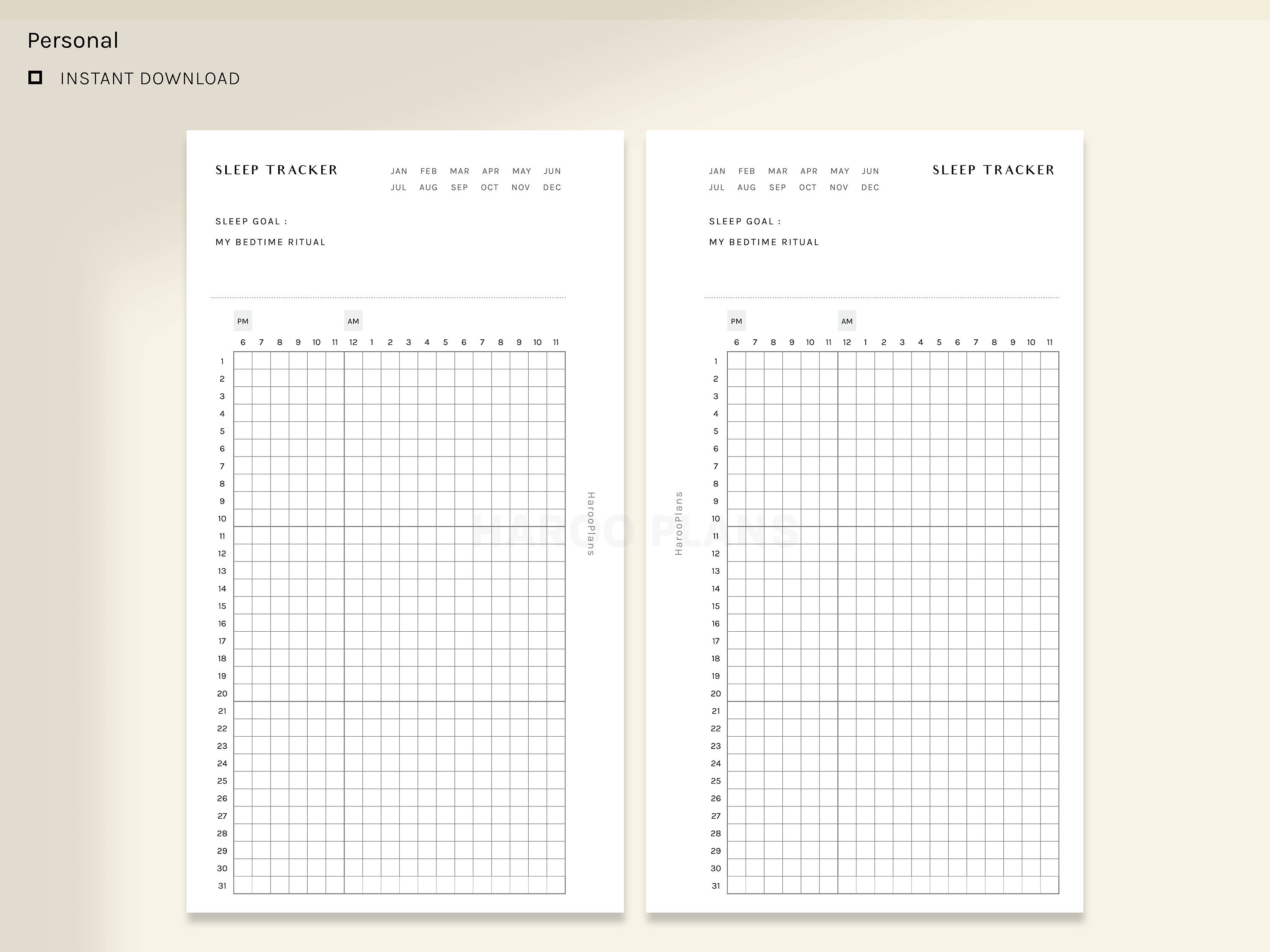 Sleep Tracker Sheet | Personal Size Printable Planner Inserts ...