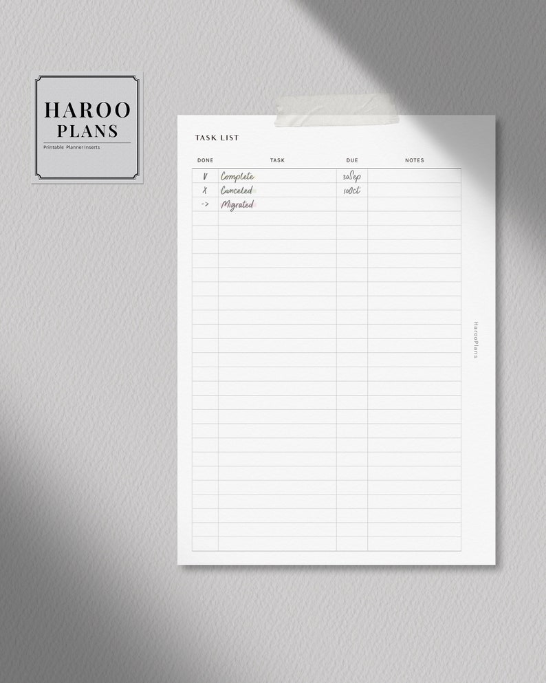 Task List | Personal Wide Printable Planner Inserts | to Do List ...