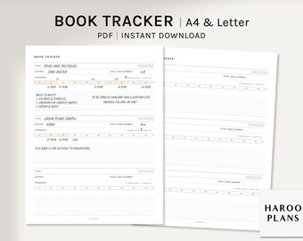 Book Tracker | A5 Printable Planner Inserts | Reading Progress Log ...