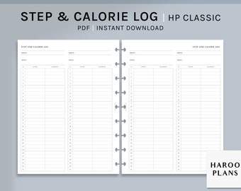 Step and Calorie Log | HP Classic Printable Happy Planner Inserts | Health Fitness Journal Template | Walking Tracker PDF | Digital Download