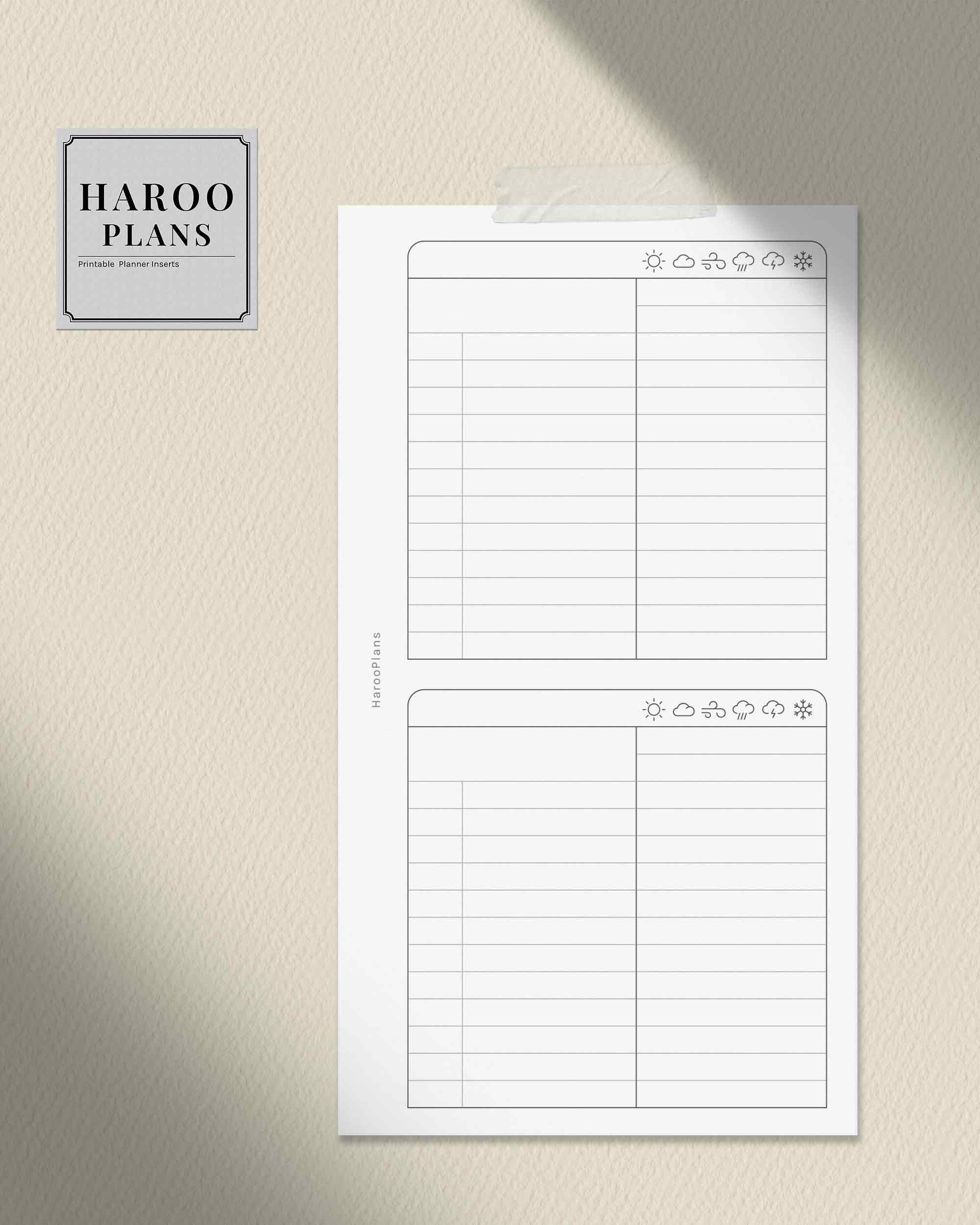 2 Days on 1 Page | Personal Printable Planner Inserts | 2D1P Daily ...