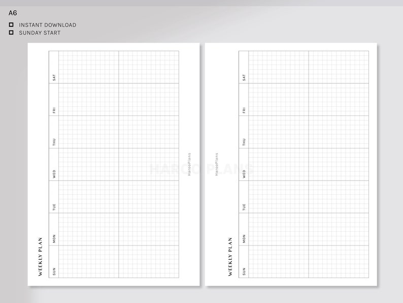 Weekly Planner | A6 Size Printable Inserts | Undated Organizer Template ...