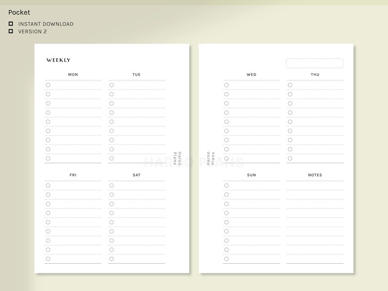 Weekly to Do List Pocket Size Printable Planner Inserts - Etsy