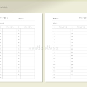 Step Log | Pocket Size Printable Inserts | Health Planner Template ...