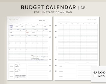 May include: A printable budget calendar for the month of March 2022. The calendar is designed for use with a disc-bound planner. The calendar includes a section for tracking income, expenses, and savings. The calendar also includes a section for notes.