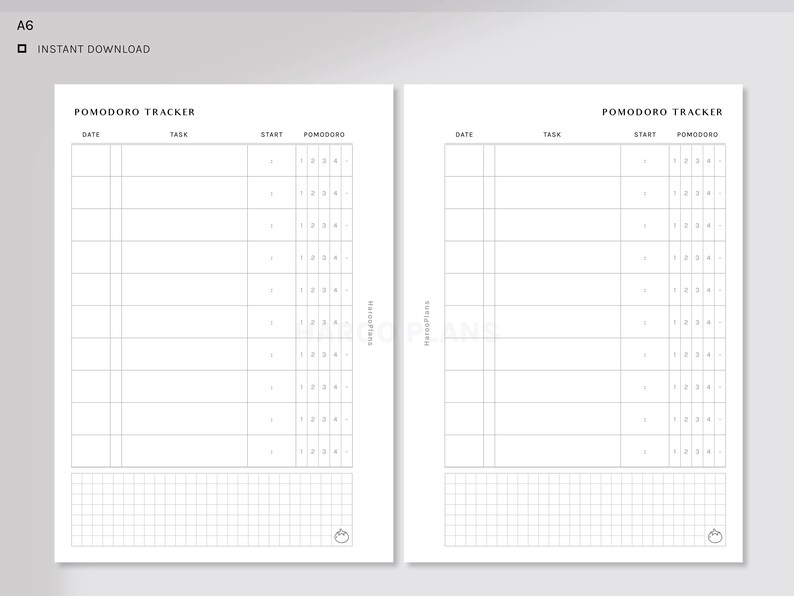 Pomodoro Tracker | A6 Printable Planner Inserts | Time Management ...