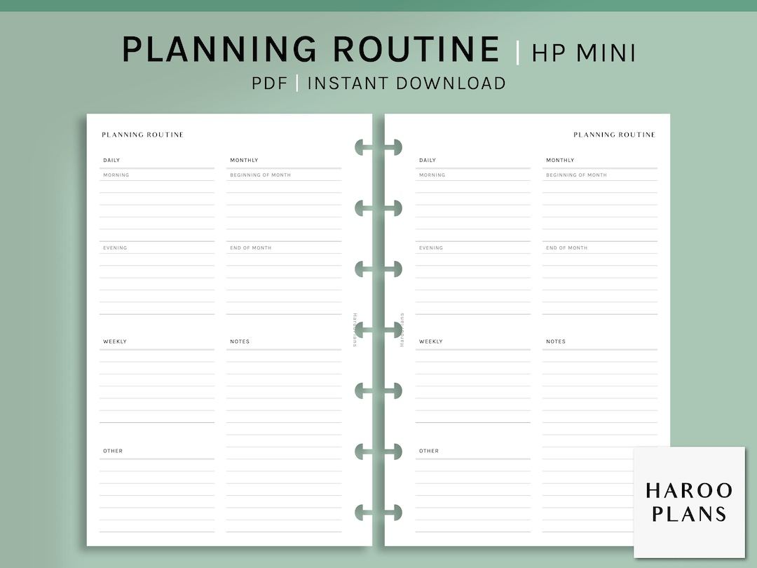 Planning Routine | HP Mini Printable Happy Planner Inserts | Organizer ...
