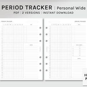 Period Tracker | Personal Wide Printable Planner Inserts | Menstrual Cycle Calendar Template | Tracking Menstruation PDF | Digital Download