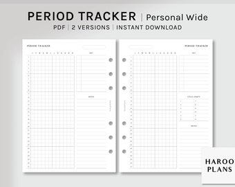 Period Tracker | Personal Wide Printable Planner Inserts | Menstrual Cycle Calendar Template | Tracking Menstruation PDF | Digital Download