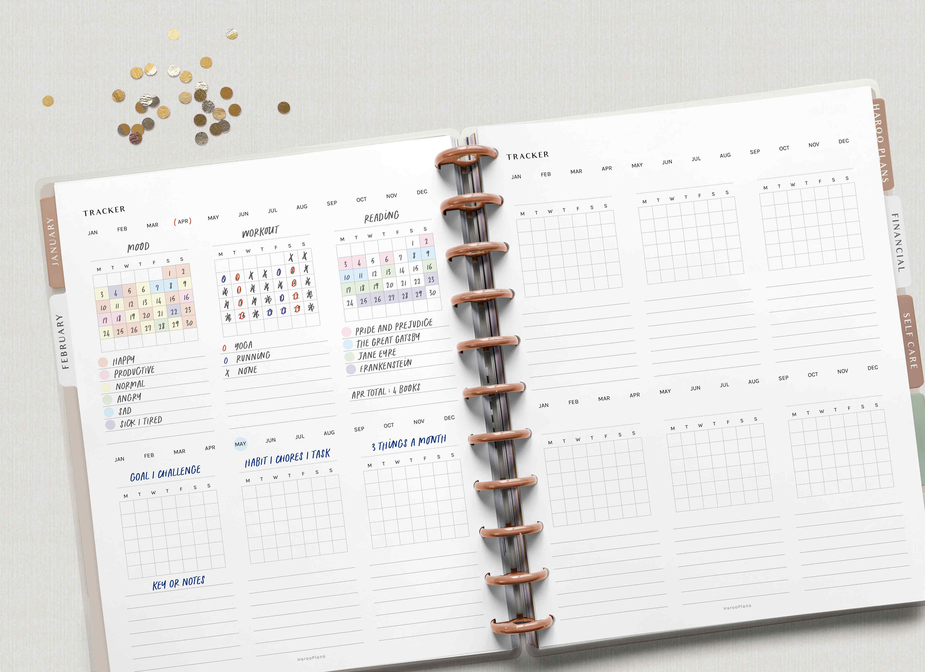 Monthly Tracker | A4, US Letter Printable Planner Inserts | Task Log ...
