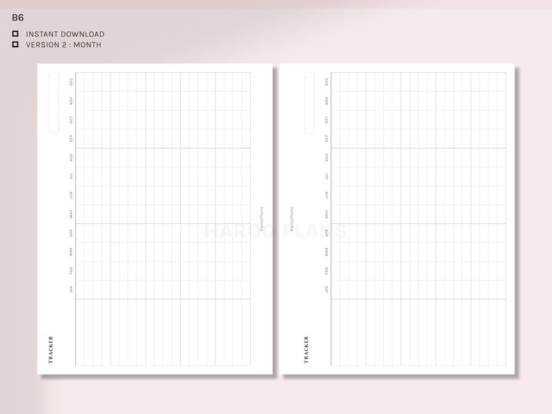 Monthly Tracker | B6 Ring Printable Planner Inserts | Habit Bills ...
