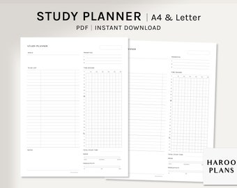 Study Planner | A4, US Letter Printable Inserts | Schedule Template | Daily Timetable Layout | Productivity Organizer PDF | Digital Download