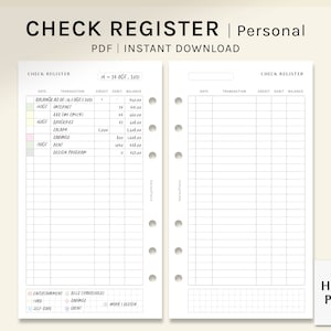 Check Register | Personalisierte Druckbare Planereinlagen | Checkbook Ledger Vorlage | Transaction Tracker | Finanzorganisierer | Digitaler Download