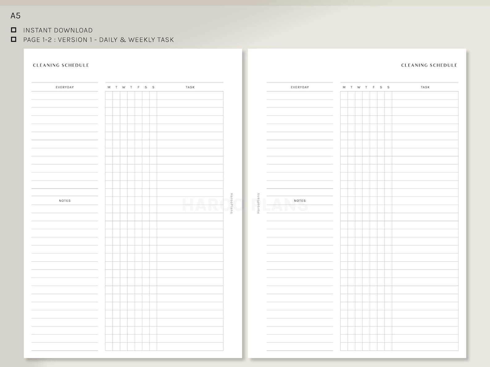 Cleaning Schedule | A5 Printable Planner Inserts | Housekeeping Routine ...