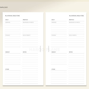 Planning Routine | Personal Size Printable Planner Inserts | Organizer ...