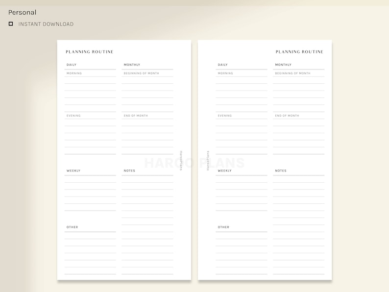Planning Routine Personal Size Printable Planner Inserts - Etsy