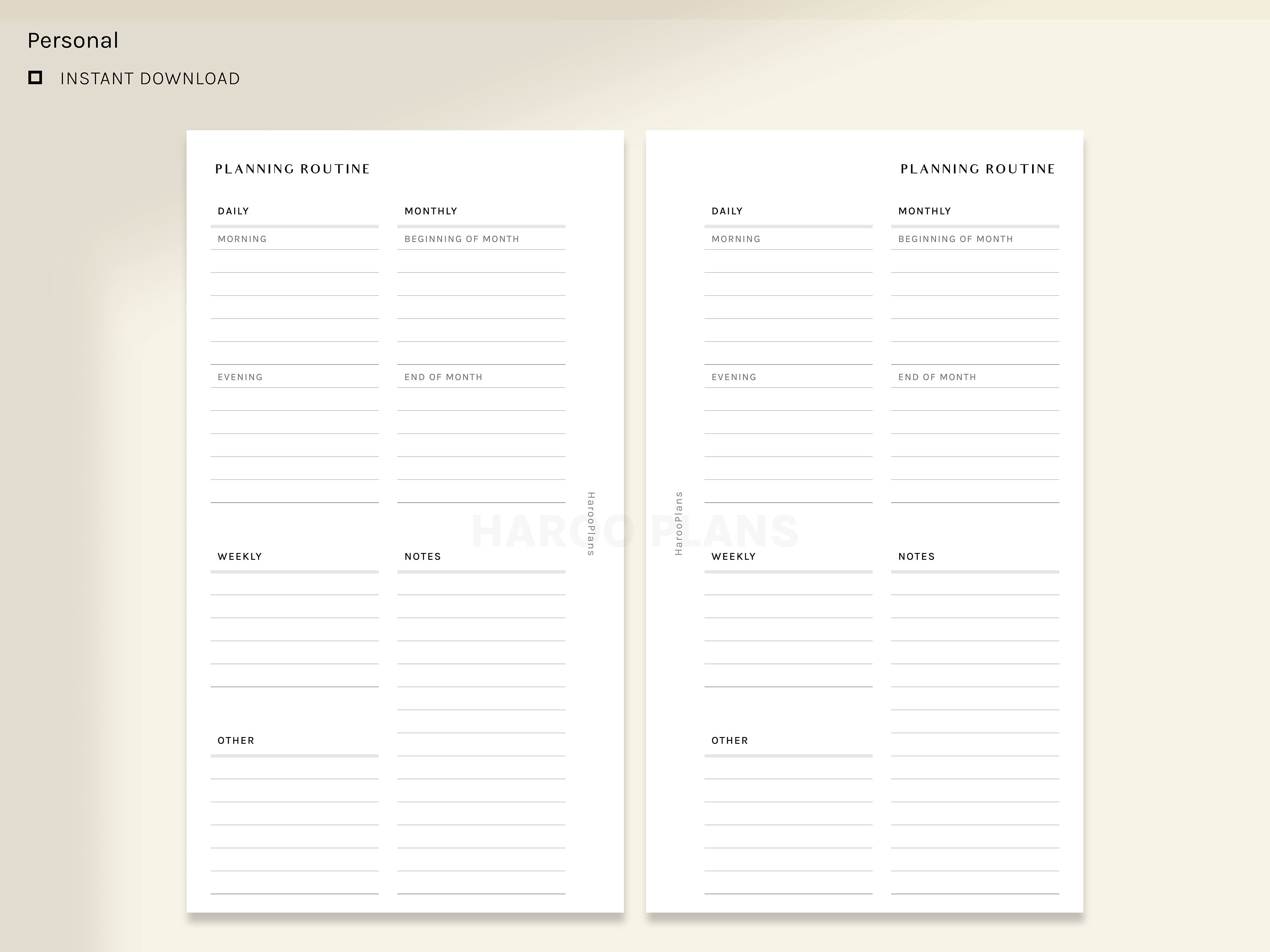 Planning Routine Personal Size Printable Planner Inserts - Etsy