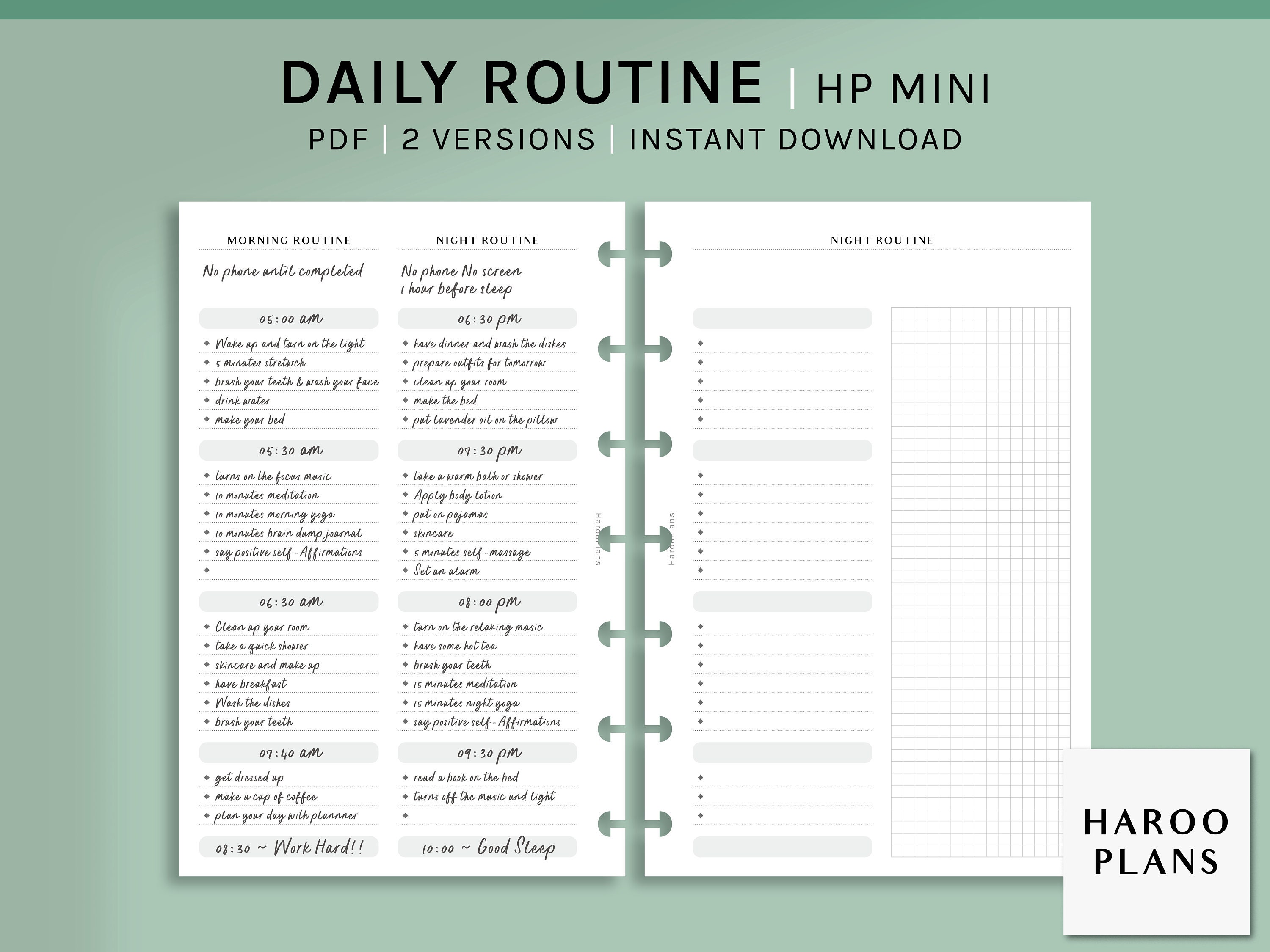 Daily Routine | HP Mini Printable Happy Planner Inserts | Morning and ...