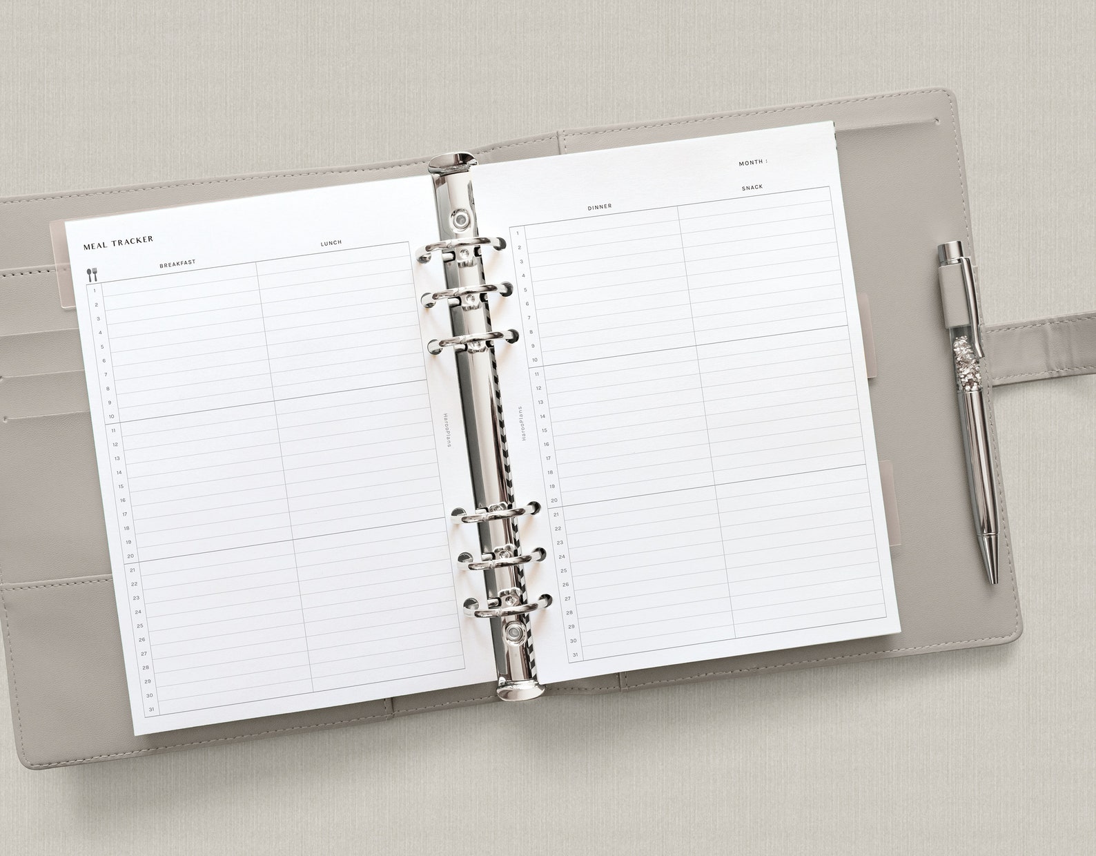 Monthly Meal Tracker | A5 Printable Planner Inserts | MO2P Monthly Diet ...
