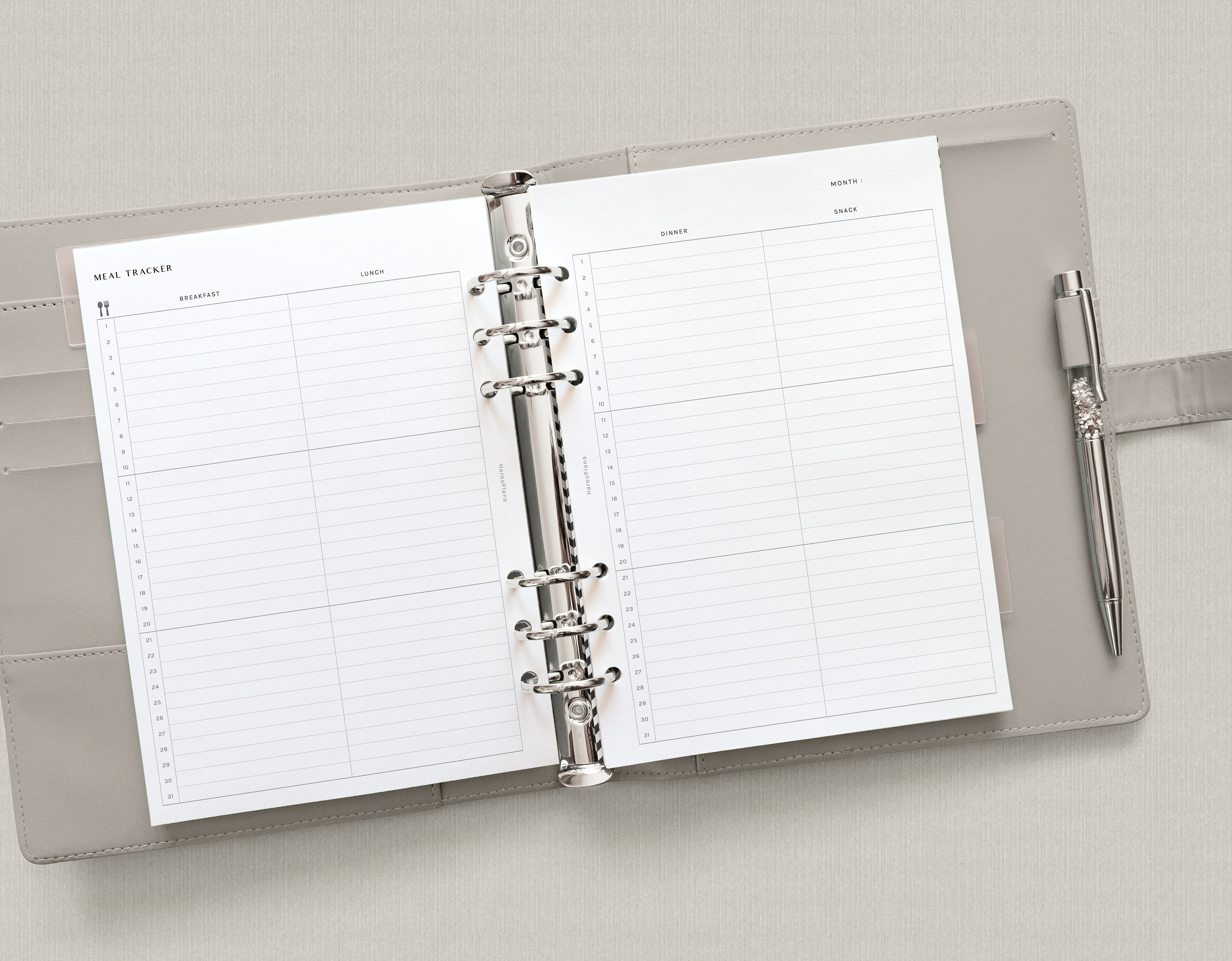 Monthly Meal Tracker | A5 Printable Planner Inserts | MO2P Monthly Diet ...