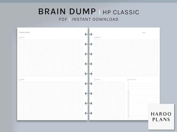 Brain Dump Journal | HP Classic Printable Happy Planner Inserts | Morning and Night Routine Template | To Do List DPF | Digital Download