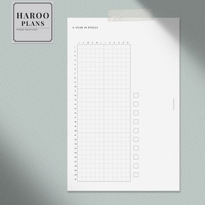 A Year in Pixels Sheet | Half-letter Printable Planner Inserts | Simple ...