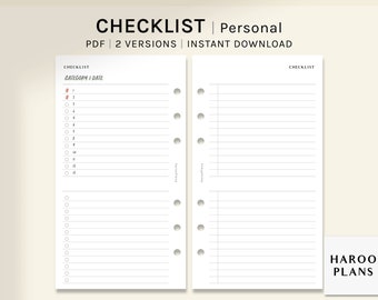 Checklisten-Blatt | Personal Größe Printable Planer Einlagen | Einfache To Do-Listenvorlage | Get it Done Liste Arbeitsblatt PDF | Digitaler Download