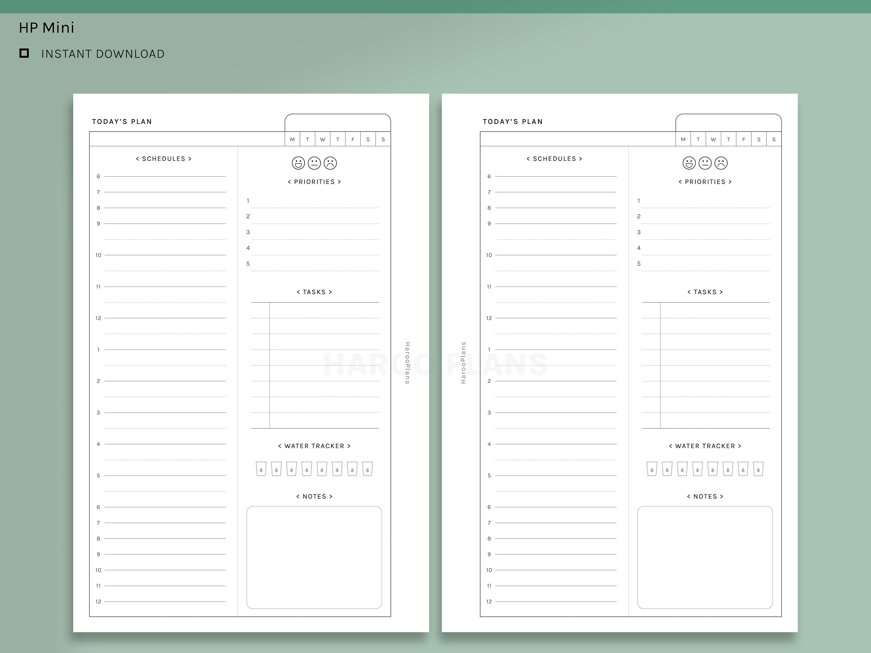 Planner Task Printed Daily Task Planner | HP Mini Printable Happy Planner Inserts | Undated ...