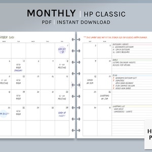 Inserciones imprimibles de Happy Planner de tamaño clásico HP sin fecha / Plantilla de diseño MO2P / Calendario en blanco con notas / Descarga digital