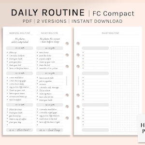 Routine Inerts Daily Routine | FC Compact Size Printable Planner Inserts | Morning and ...
