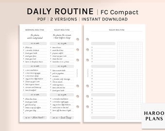 Tagesablauf | FC kompakte Größe druckbare Planer Einsätze | Morgen und Nacht Stundenplan Vorlage | To Do Liste Blatt PDF | Digitaler Download