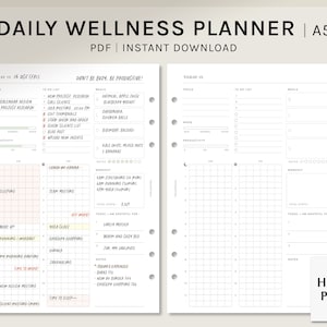 Daily Wellness Planner | A5 Printable Inserts | Day Schedule Planning Worksheet | Self Care Routine Journal Template PDF | Digital Download