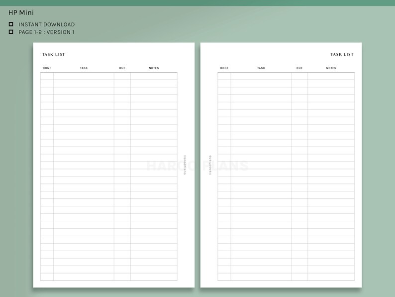 Task List | HP Mini Printable Happy Planner Inserts | to Do List ...