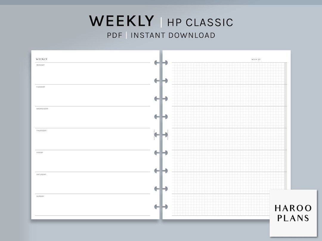 Undated Weekly | HP Classic Printable Happy Planner Inserts | WO1P ...