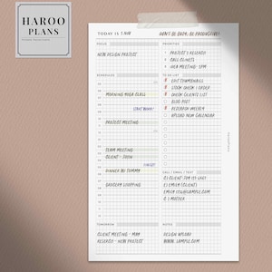 Daily Work Planner | FC Compact Size Printable Inserts | Productivity ...